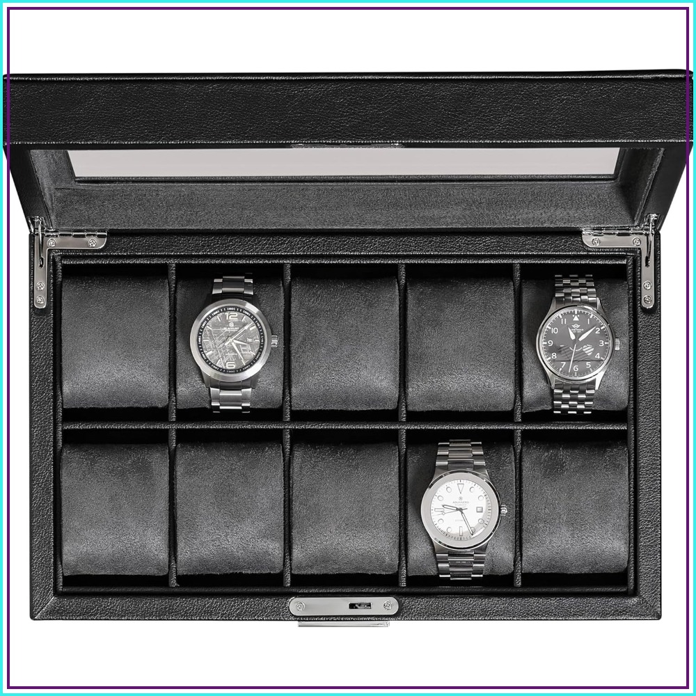 Luxury Women'S Watch - 10 Slot Locking Leather Watch Box