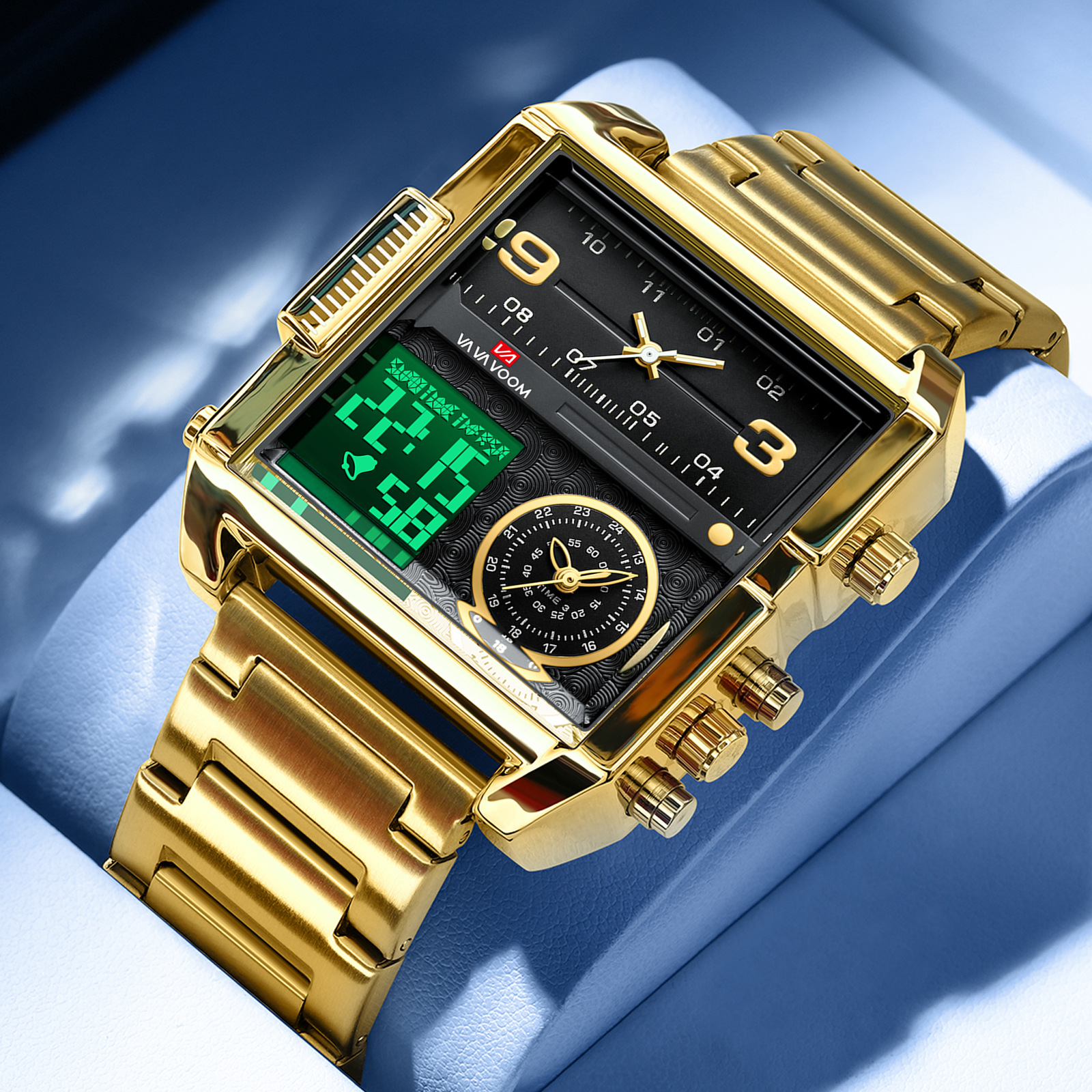 Dual Display Men Sports Watche – Luxury Watch Gold And Black recenzja i cena