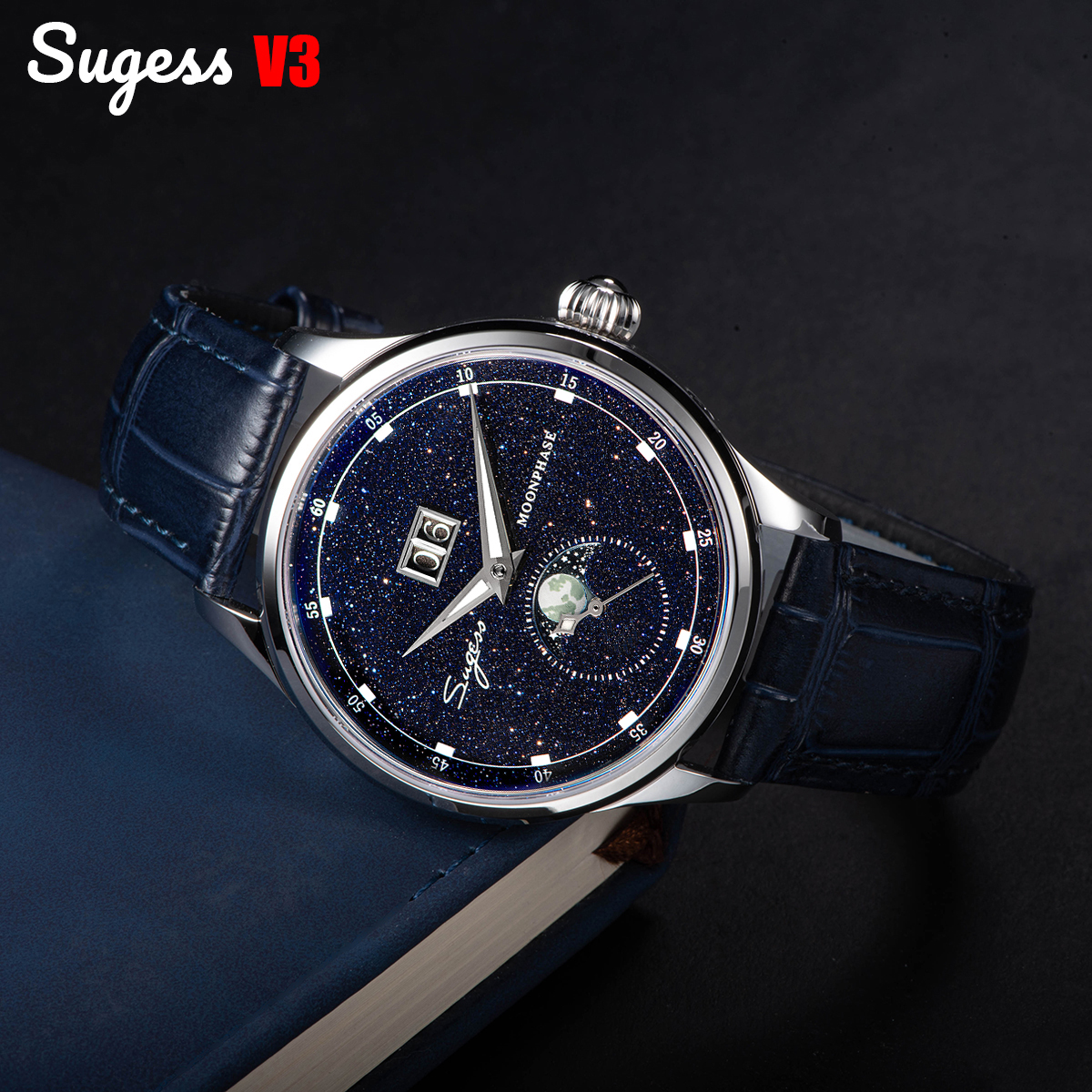 Sugess Moonphase Watch of Men  – Automatic Pilot Watch recenzja i cena