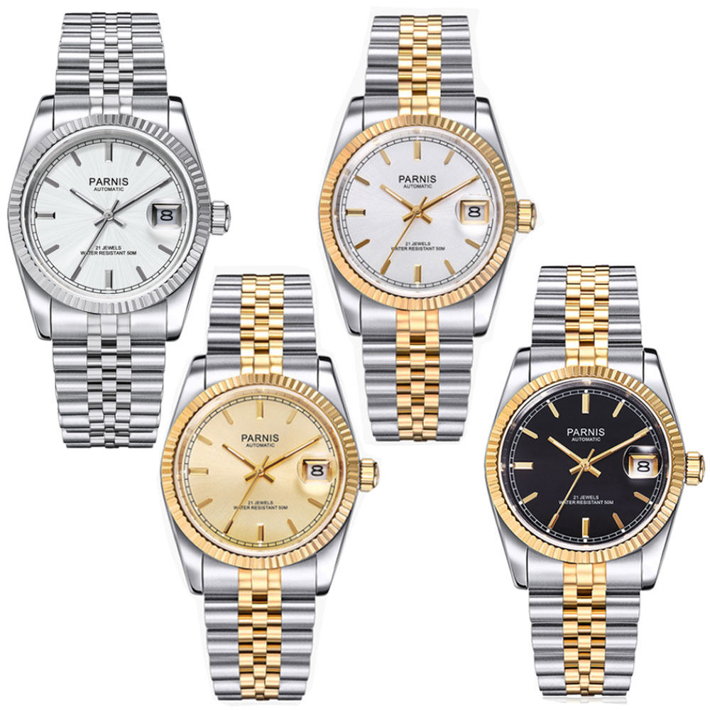 Parnis 36mm Mens Automatic Wat – Luxury Watch Gold And Black recenzja i cena