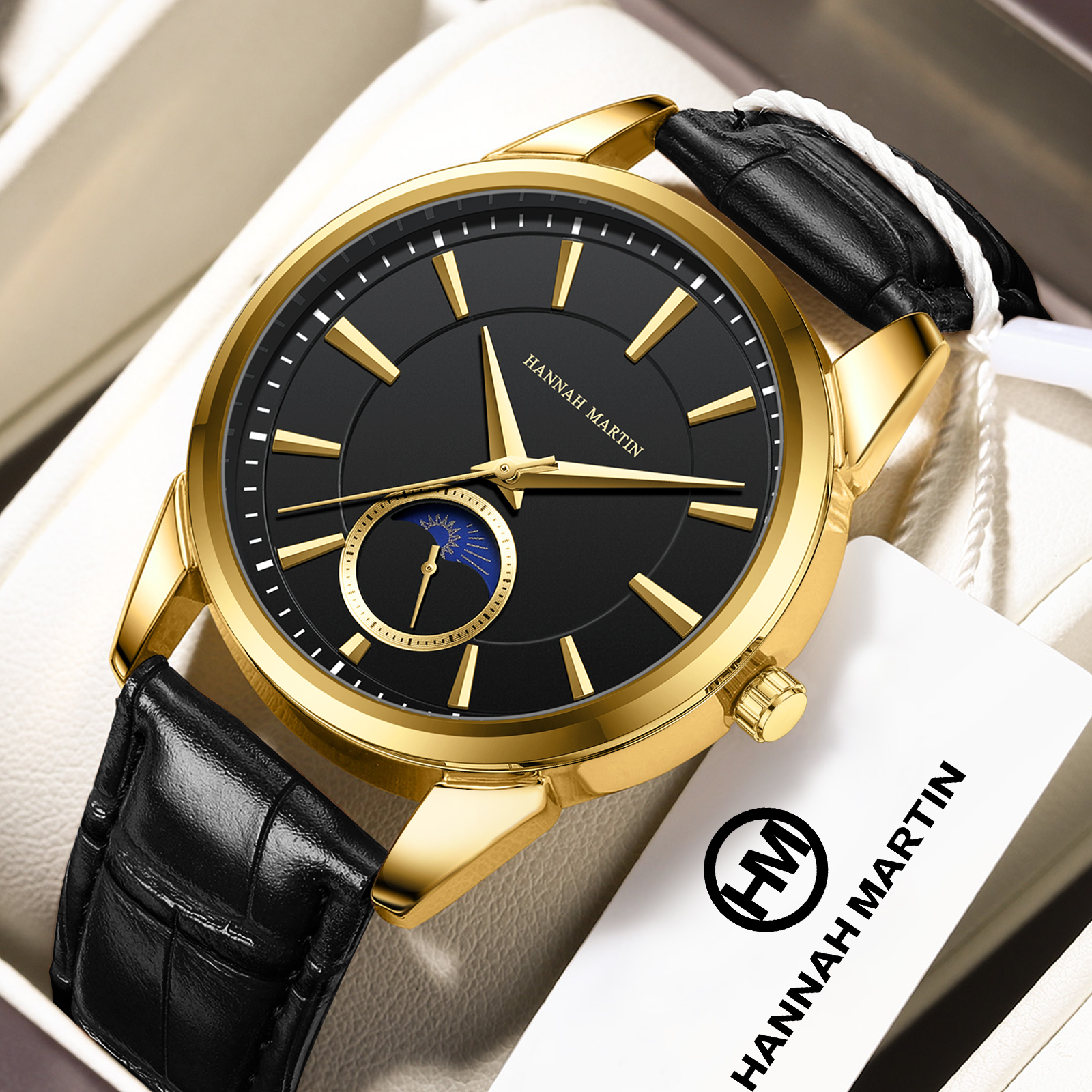 Hannah Martin Men Multi functi – Luxury Watch Gold And Black recenzja i cena