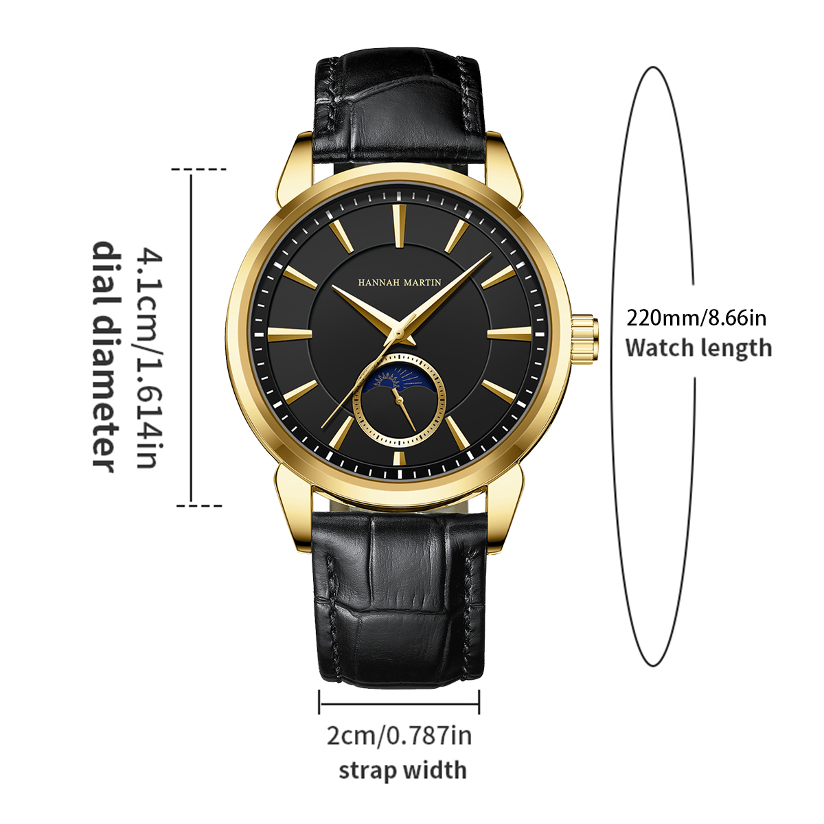 Hannah Martin Men Multi functi – Luxury Watch Gold And Black recenzja i cena