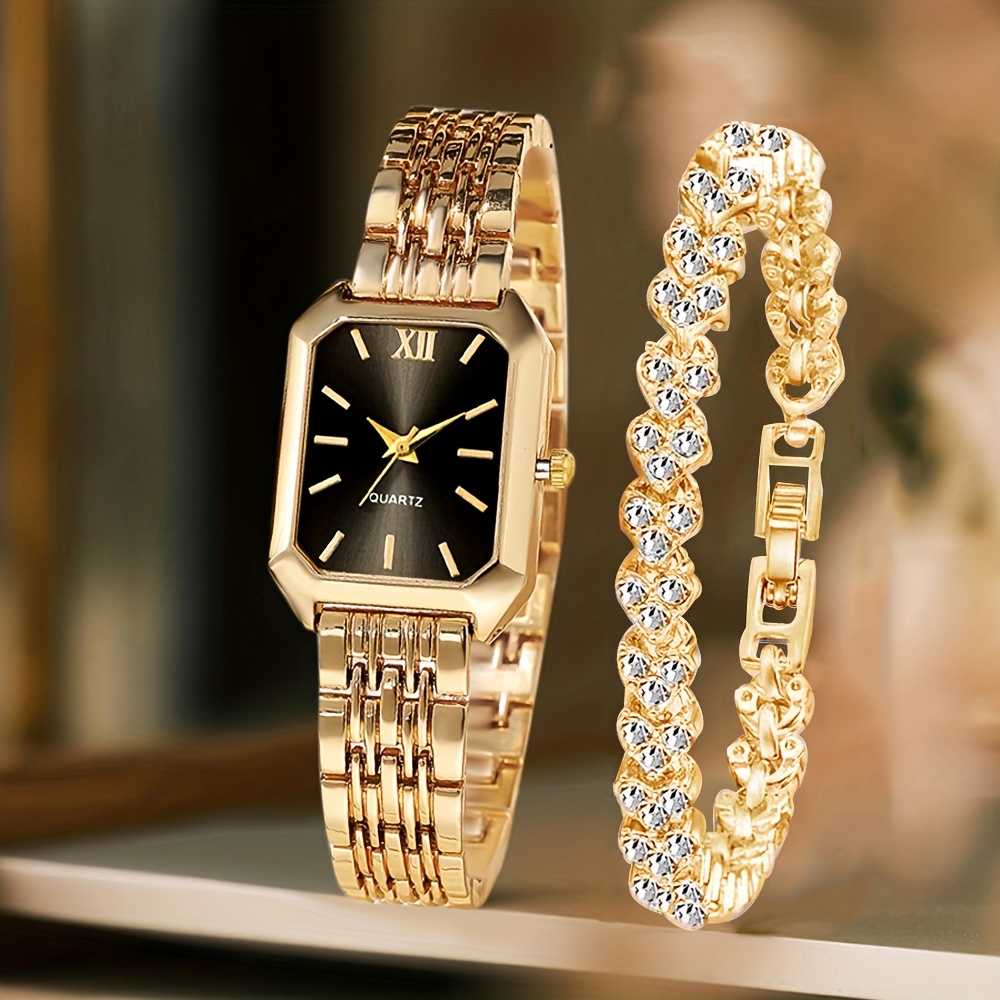 2PCS Fashion Rectangle Women Q – Ladies Luxury Watch recenzja i cena