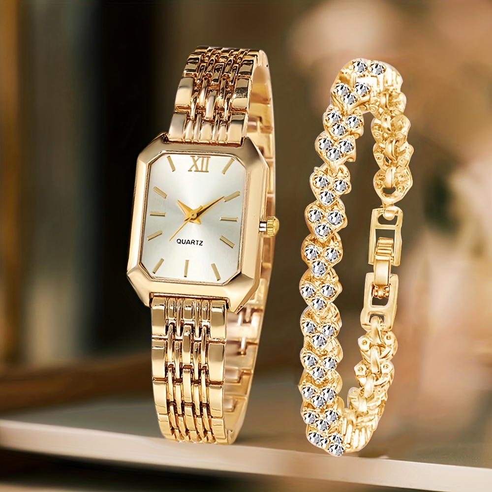 2PCS Fashion Rectangle Women Q – Ladies Luxury Watch recenzja i cena