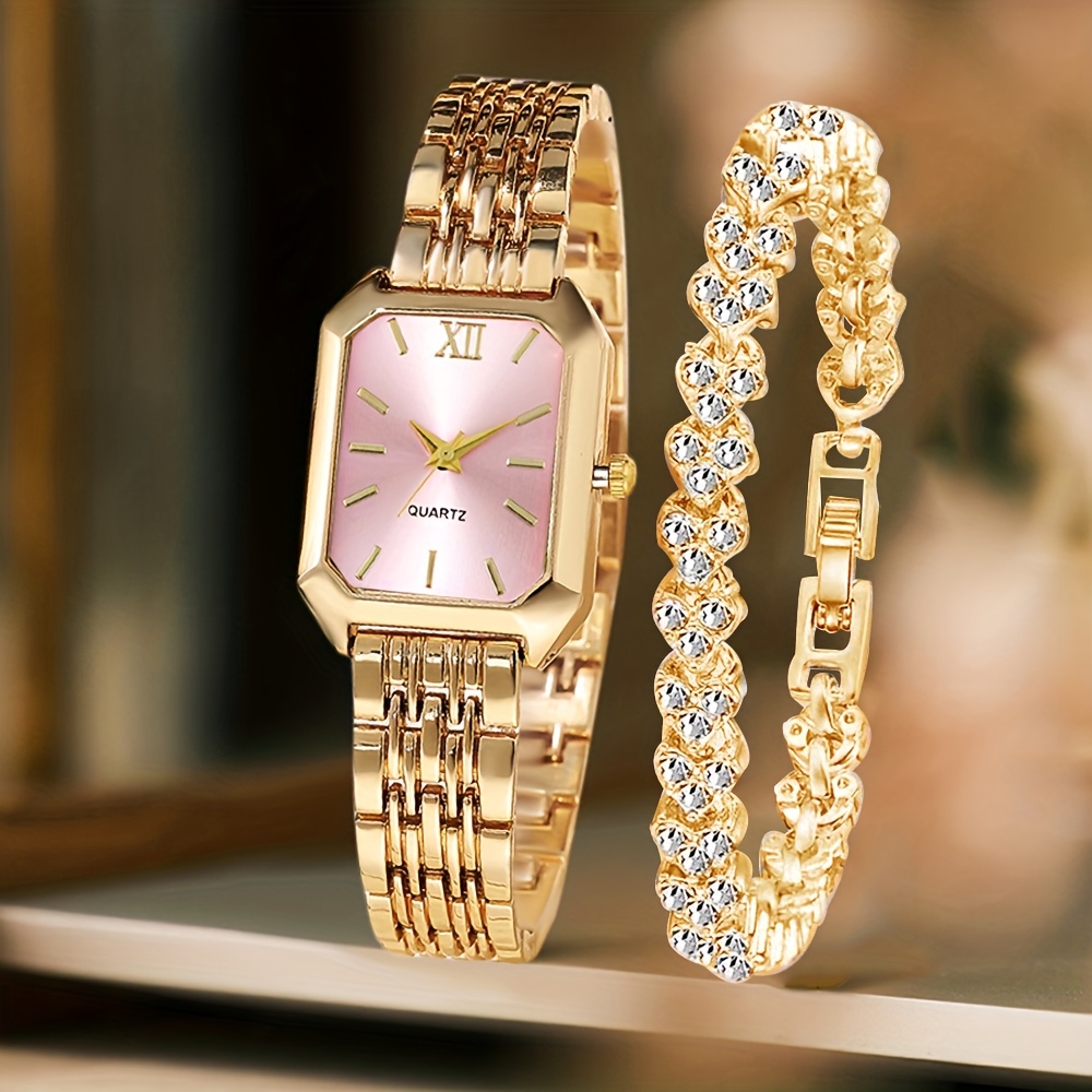 2PCS Fashion Rectangle Women Q – Ladies Luxury Watch recenzja i cena