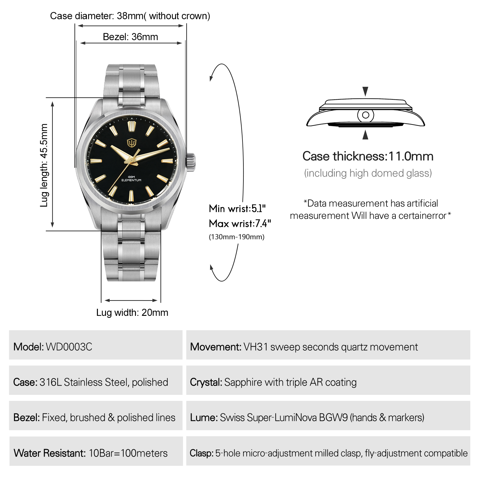 Watchdives WD0003C Relojes 38M – Luxury Watch Gold And Black recenzja i cena