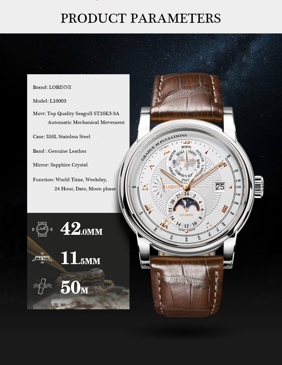 LOBINNI Men Watch Luxury Brand – Luxury Watch Brands In World recenzja i cena